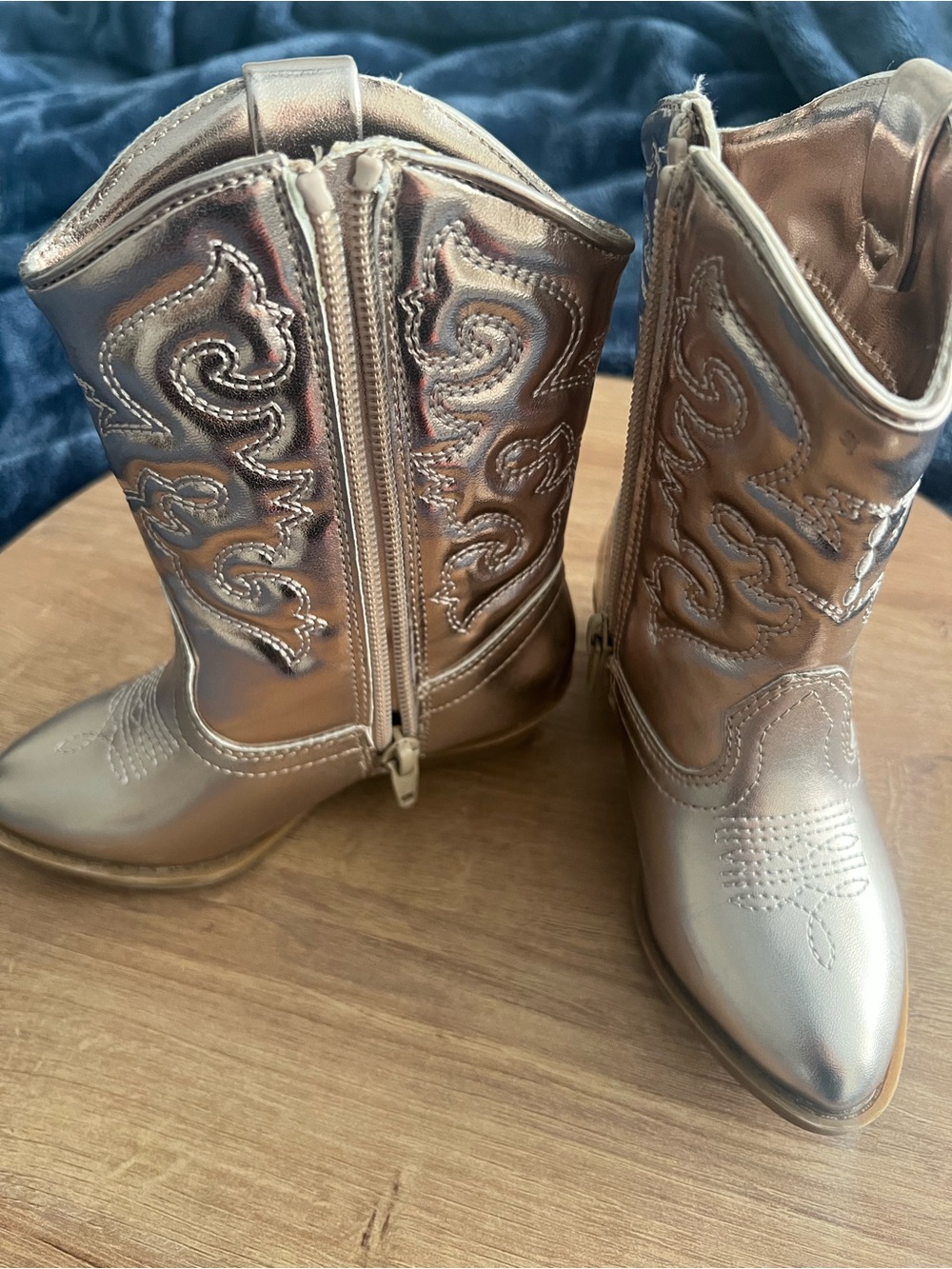 Tucker + Tate Metallic Rose Gold Kids Cowboy Zip Boots